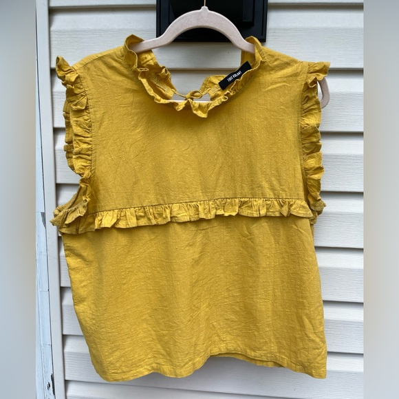 TOIT VOLANT SASHA RUFFLE LADIES YELLOW BLOUSE-L -RARE! - Picture 3 of 9
